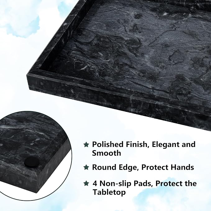 Real Natural Marble Tray for Bathroom, Kitchen and Desktop, Rectangle Genuine - Image 3