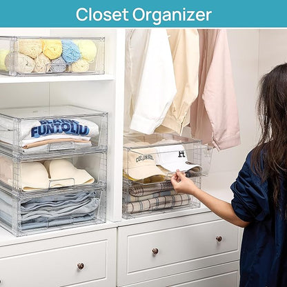 Vtopmart 2 Pack Large Stackable Storage Drawers, Easily Assemble Clear Acrylic - Image 4