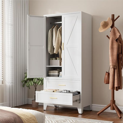 71" Tall Metal Wardrobe Cabinet - Image 2