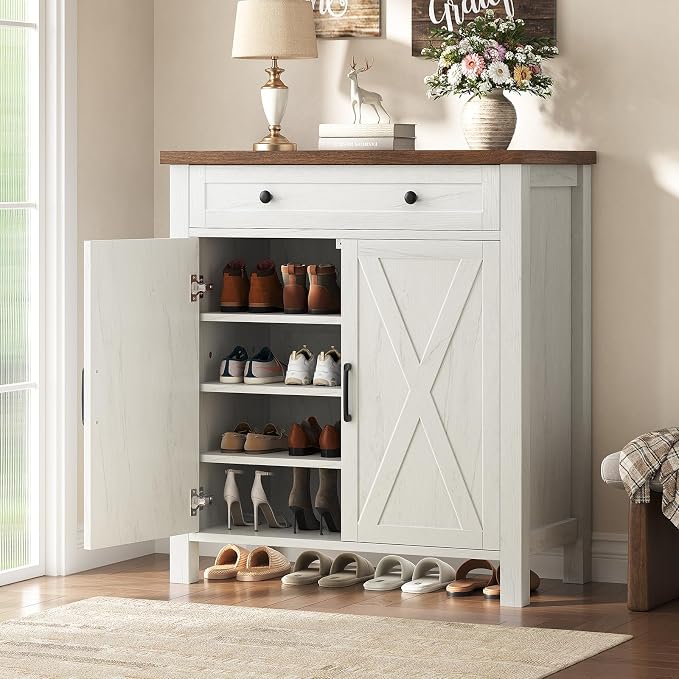 Farmhouse Shoe Storage Cabinet, 5-Tier High Boots Organizer by Glirun