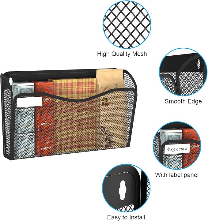 Wall File Organizer, Mesh Hanging File Organizer, Home Office Organization and - Image 3