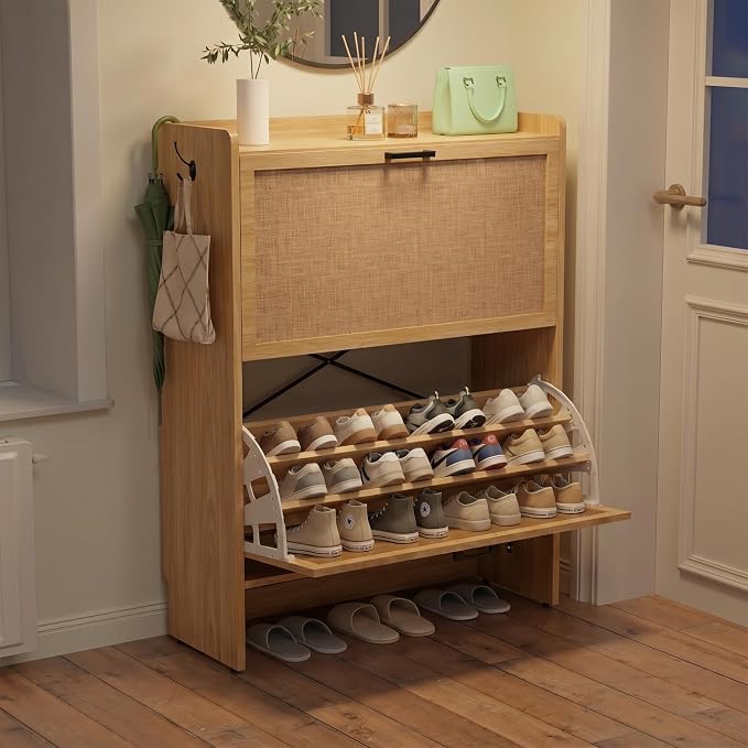 Shoe Storage Cabinet for Entryway, 2 Flip Drawers by Unknown