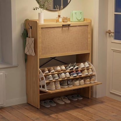 Shoe Storage Cabinet for Entryway, 2 Flip Drawers by Unknown