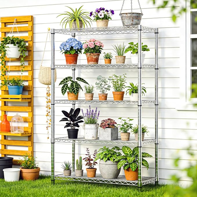 IZEUK 5-Tier Metal Storage Shelving Unit, Heavy Duty Chrome Wire Rack, - Image 7