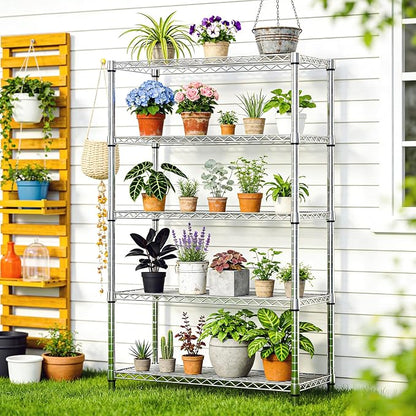 IZEUK 5-Tier Metal Storage Shelving Unit, Heavy Duty Chrome Wire Rack, - Image 7