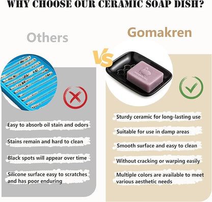 Gomakren Soap Dish for Shower, Ceramic Soap Dishes for Bar Soap Sponge - Image 9