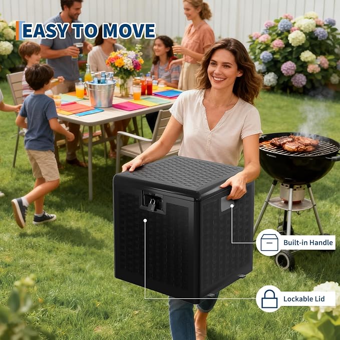 28 Gallon Outdoor Storage Box, Large Resin Deck Box - Image 4