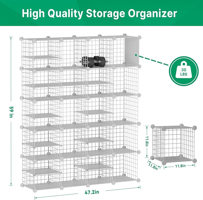 Wire Cube Storage Organizer, 20 Cubes Converted into 23 Cubes, Sturdy Metal - Image 4
