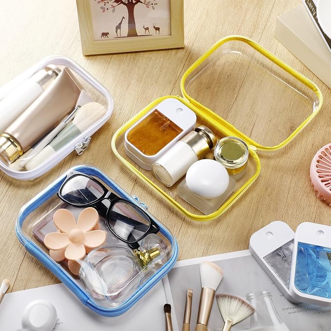 Sanwuta 6 Pcs Clear Hard Zipper Case Hard Plastic Zipper Pouches Transparent - Image 5