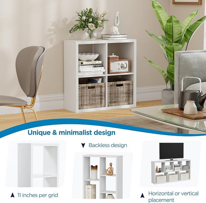 4 Cube Storage Organizer, 2x2 Cube Bookshelf, Cubby Storage Shelf, Wooden - Image 6