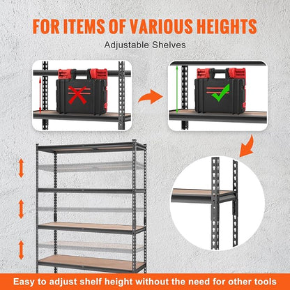 VEVOR Storage Shelving Unit, 5-Tier Adjustable, 2000 lbs Capacity, Heavy Duty - Image 7