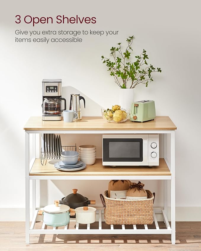 VASAGLE Kitchen Island with 3 Shelves, 47.2 Inches Width Kitchen Shelf with - Image 6