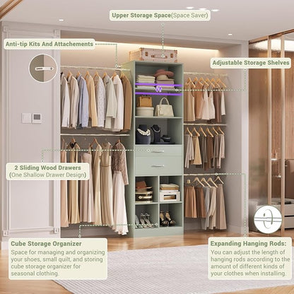 Besiost Closet System, 4-8 FT Closet Organizer Tower - Image 2
