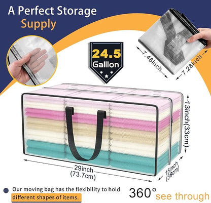 Clear Storage Bags with Zipper, Large Moving Bags Heavy Duty Extra Large - Image 2