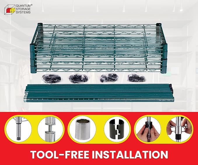 Quantum Storage Systems RWR72-1848LDP Adjustable Wire Green Epoxy 4 Shelves 72" - Image 5