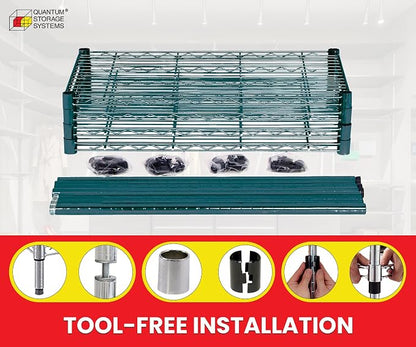 Quantum Storage Systems RWR72-1842LDP Adjustable Wire Green Epoxy 4 Shelves 72" - Image 5