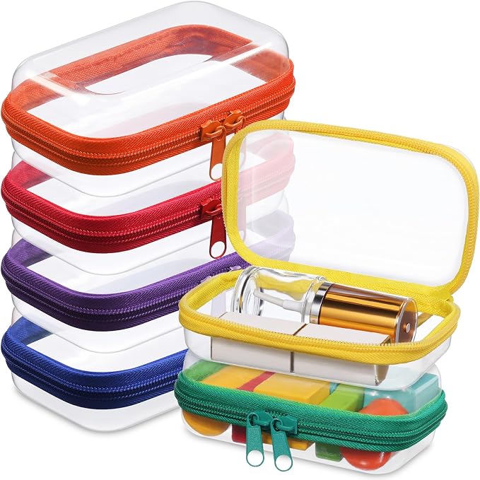 Sanwuta 6 Pcs Clear Hard Zipper Case Pencil Pouches Hard Plastic Zipper Pouches by Sanwuta