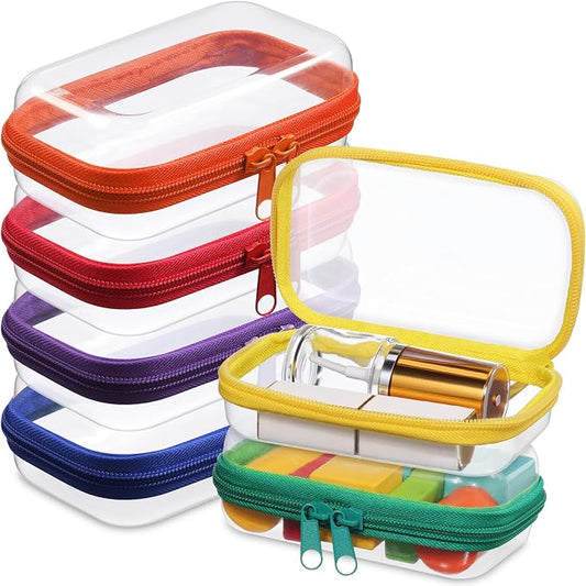 Sanwuta 6 Pcs Clear Hard Zipper Case Pencil Pouches Hard Plastic Zipper Pouches by Sanwuta