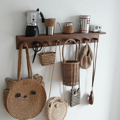 Entrance Coat Rack ，Coat Hooks, Wall-Mounted Wooden Hook Rack, Wall-Mounted - Image 4