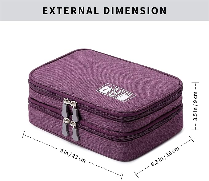 Lanola Travel Cable Organizer Bag, Electronic Accessories Case Portable Double - Image 2