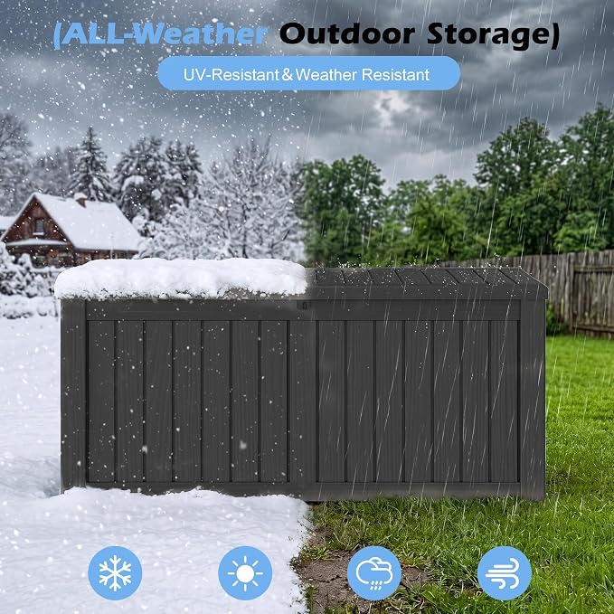Outdoor Storage Box, 155 Gallon Resin Deck Boxes Outdoor Waterproof - Image 4