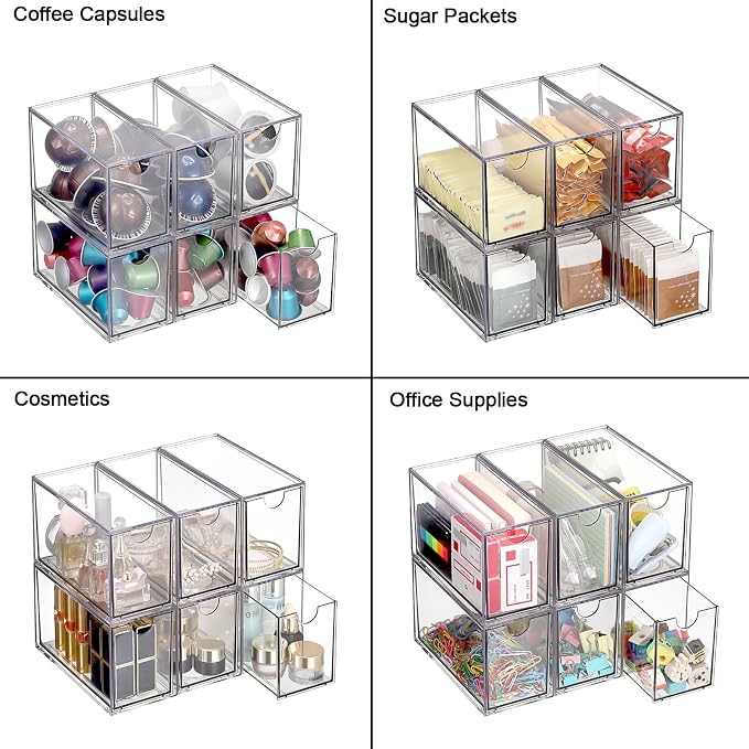 ELLDOO 6 Drawers Tea Bag Organizer, Coffee Pod Snack Storage - Image 5