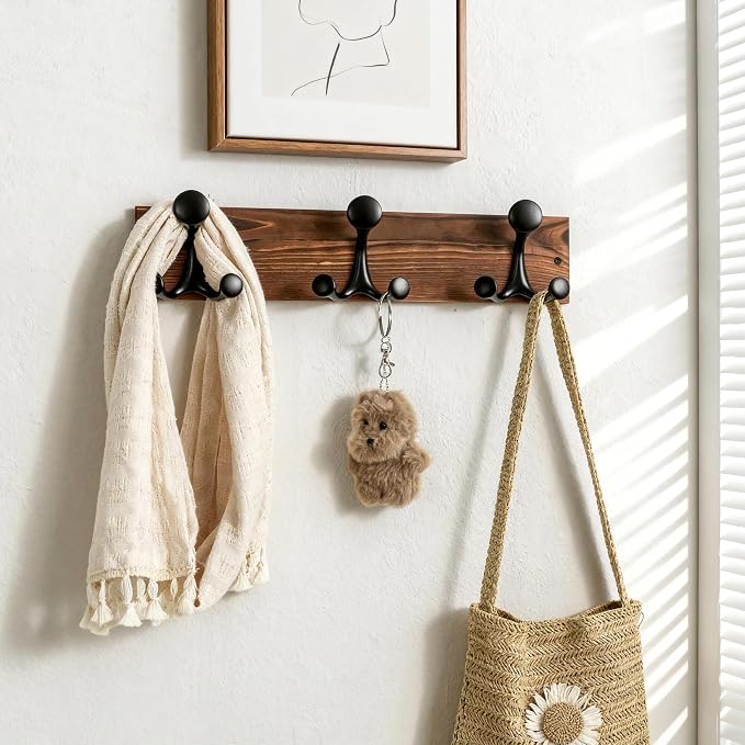 SKOLOO 17-Inch Wood Coat Rack Wall Mount - Image 2