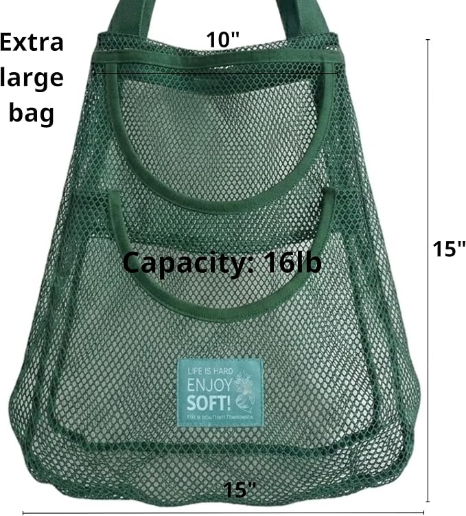 Durable Hanging Mesh Bags for Fruit & Vegetables. Reusable, Breathable Storage - Image 3