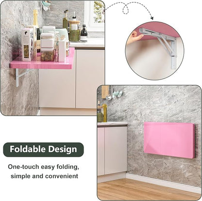 Clikuutory Wall Mounted High Gloss Folding Table, Wall Desk Fold Down - Image 5