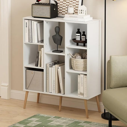 Furinno Claude Mid Century Style Book Shelf, 8-Cube Bookshelf, Cube Storage - Image 2