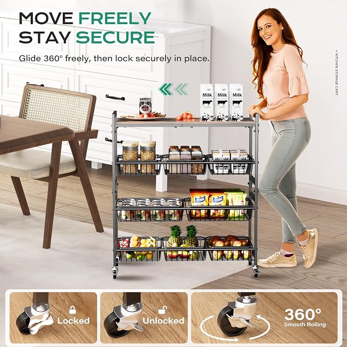 Cinati 4-Tier Utility Kitchen Cart - Image 5