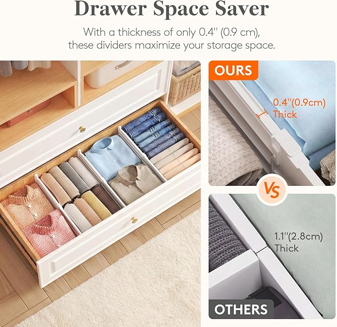 Lifewit 6" Tall Drawer Dividers, Adjustable Deep Drawer Organizer Clothes | 9 - Image 5