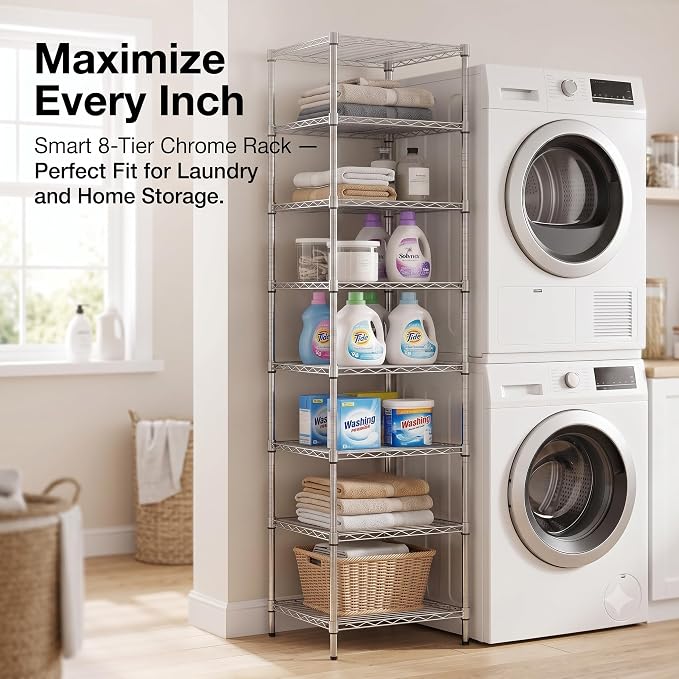 Finnhomy Heavy Duty 8 Tier Wire Shelving, Pantry Shelves - Image 5