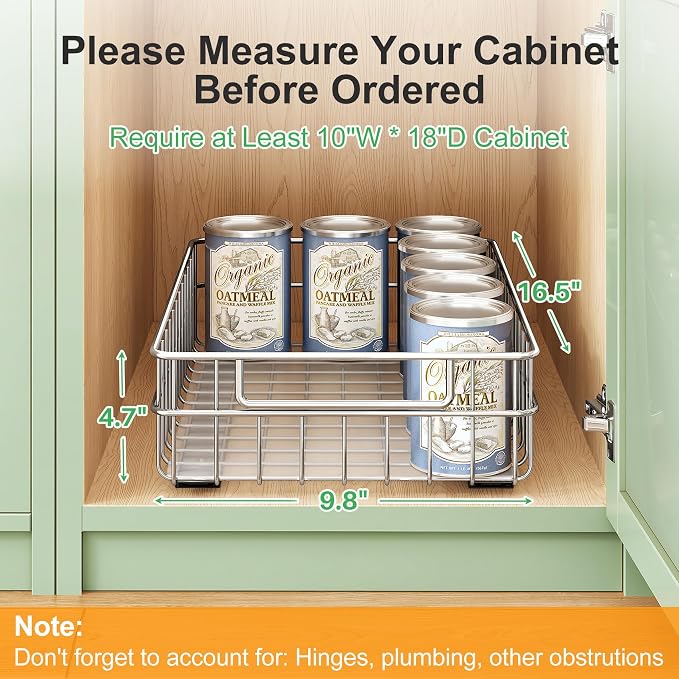 Pull out Cabinet Organizer, Stainless Steel 4-Pack Full-Extension Slide out - Image 2
