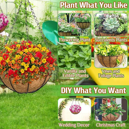 6 Pack 12 Inch Metal Round Hanging Planter Basket - Image 4