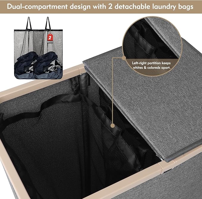 DOKEHOM 160L Double Laundry Basket - Image 4