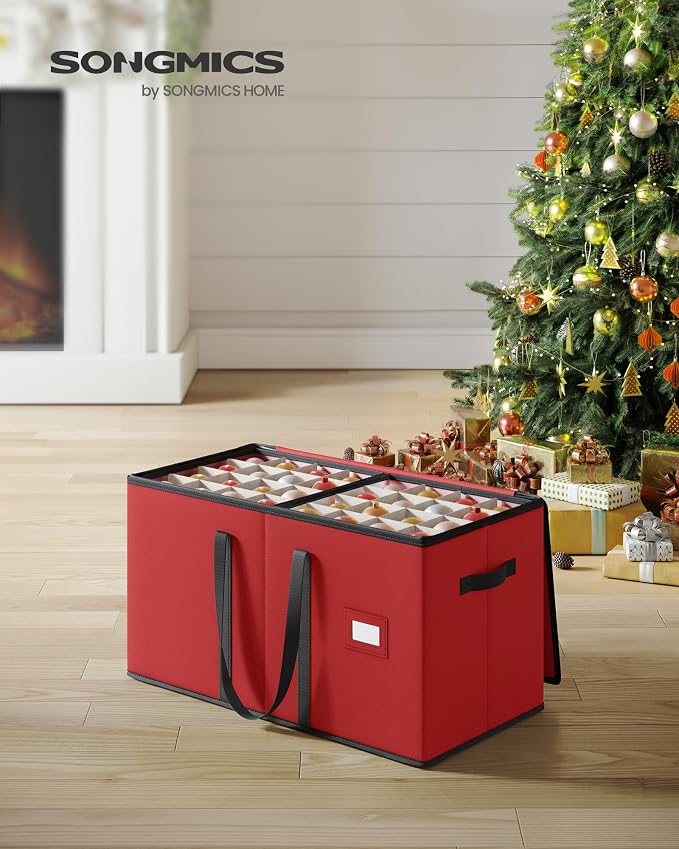 SONGMICS Christmas Ornament Storage Box, Dual Zippers, Stackable Christmas - Image 2