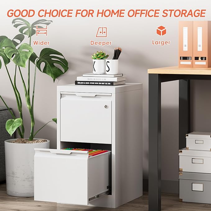 Metal Filing Cabinet with Lock, Vertical File Cabinet 2 Drawer, Lockable File - Image 3