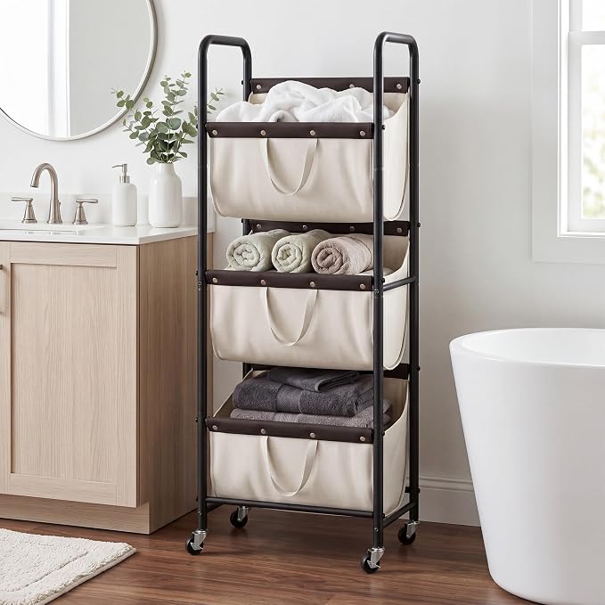 GRANNY SAYS 3 Section Tiered Laundry Sorter, Slim Vertical Laundry Hamper - Image 7