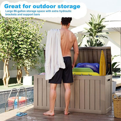 Vixzen 80 Gallon Deck Boxes Outdoor Waterproof, Resin Lockable Storage Box - Image 2