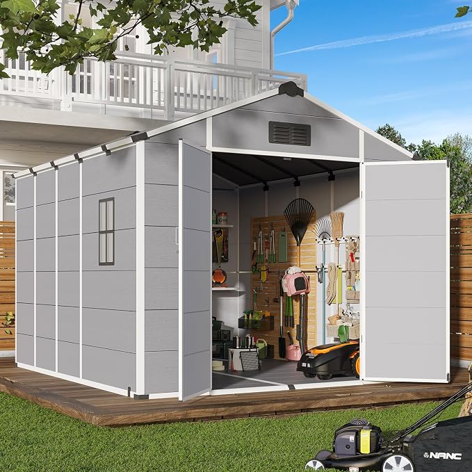 8 x 10 FT Resin Outdoor Storage Shed, All-Weather Plastic Tool Shed by DNYKER