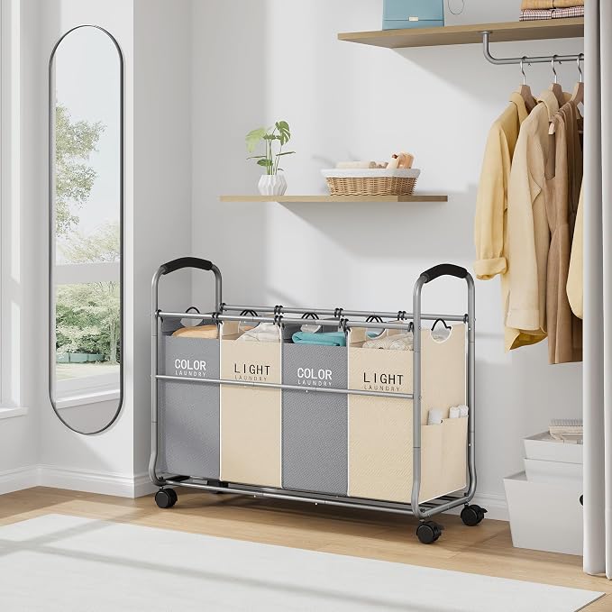 Tajsoon Laundry Sorter 4 Sections, Laundry Separator Hamper - Image 8