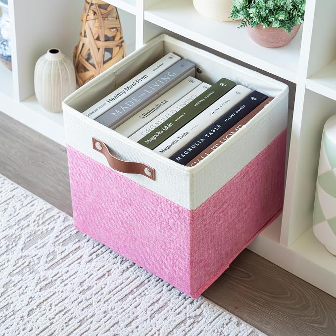 OrganiHaus 11" x 11" x 11" Fabric Cubes Storage Bins Set of 4, Foldable - Image 5