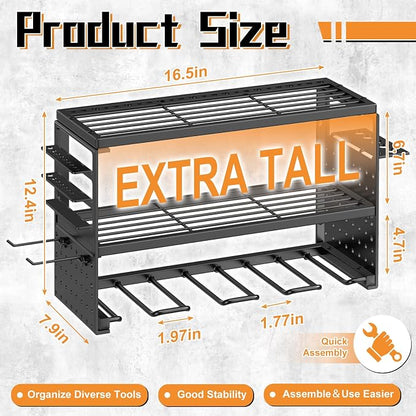 Power Tool Organizer Wall Mount, 150Lbs Load 3 Layer Heavy Duty Metal Tool Shelf - Image 4