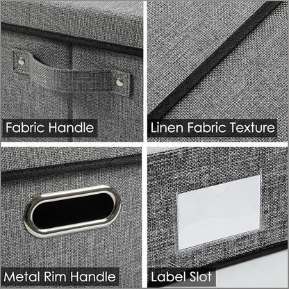 PRANDOM Storage Bins with Lids Linen Fabric Foldable Storage Boxes Organizer - Image 6