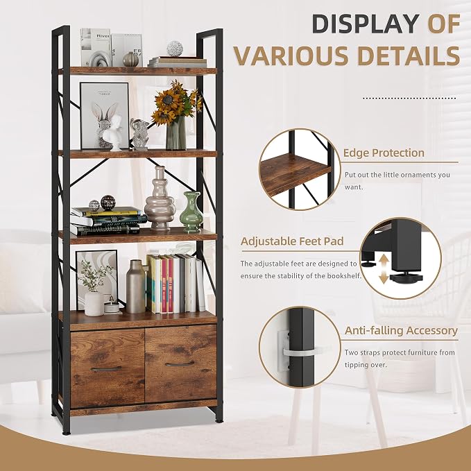 Vongrasig 5 Tier Bookshelf - Image 6