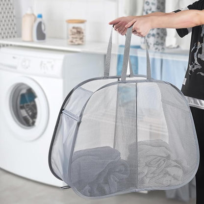 Seiritex Mesh Popup Laundry Hamper 2 Compartment, Collapsible Laundry Sorter - Image 3