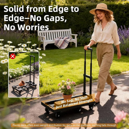 Dolly Cart with Wheels 440lbs, Folding Hand Truck with 6 TPE Wheels & 21 in - Image 2