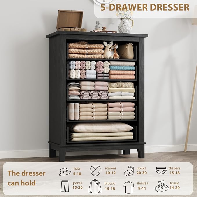 GarveeHome 5 Dresser for Bedroom, 41.3 in Tall Vertical Drawer Dresser - Image 7