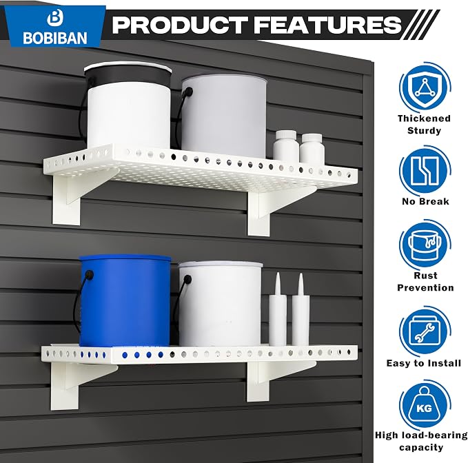 4 Pack Slatwall Shelves, Heavy Duty White Metal Slat Wall Shelf - Image 4